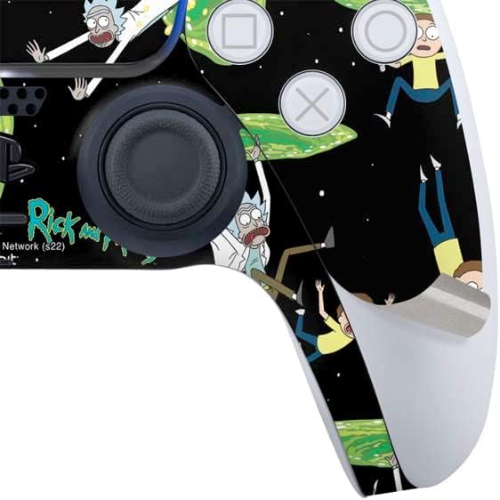 Skinit Decal Gaming Skin Compatible with PS5 Controller - Officially Licensed Adult Swim Rick and Morty Portal Pattern Design