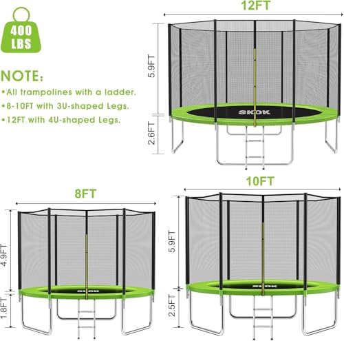 Image of SKOK Trampoline for Kids,400LBS Outdoor Trampoline with Net-ASTM Approved Trampoline for Children and Adults