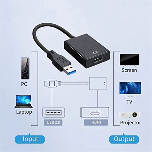 Adattatore USB a HDMI Adattatore da USB a HDMI USB 3.0/2.0 a HDMI HD 1080P Cavo Convertitore Audio Video per PC Laptop Proiettore HDTV Compatibile con Windows XP/10/8.1/8/7