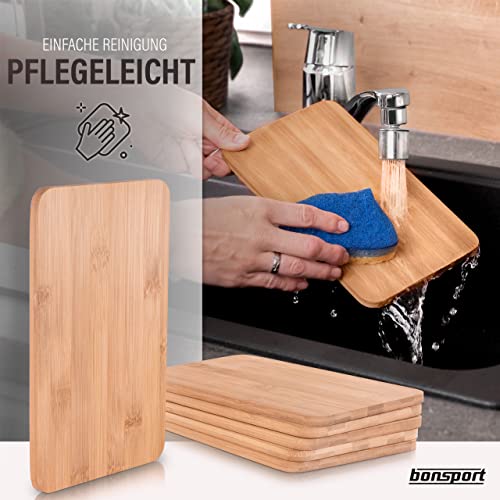 6er Set Frühstücksbrettchen aus Bambus Holz 22x14x0,8cm - Ideal für Frühstück, Brotzeit und kleine Mahlzeiten - Holzbrettchen Brettchen Frühstücksbrett Holzbrett 6