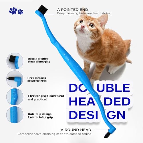 PenVinoo Escova de dentes dupla face para gatos, escova de dentes de dedo com microcabeça para cães