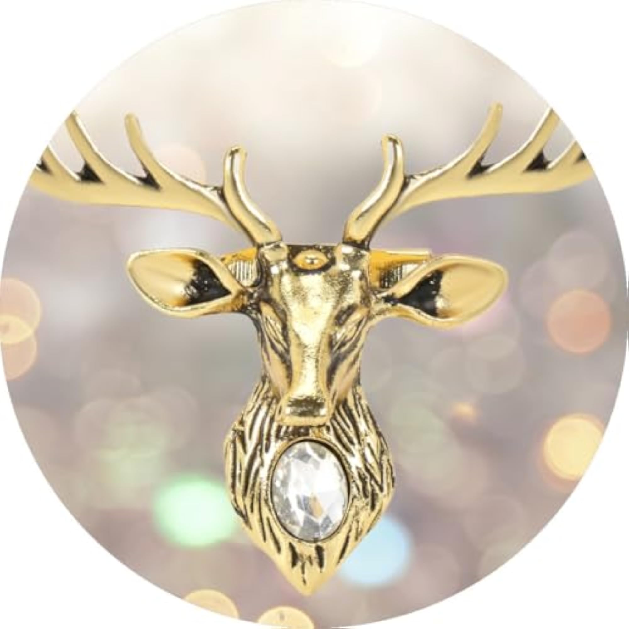 Golden Classic Deer Design Lapel Pin, Elegant Brooch