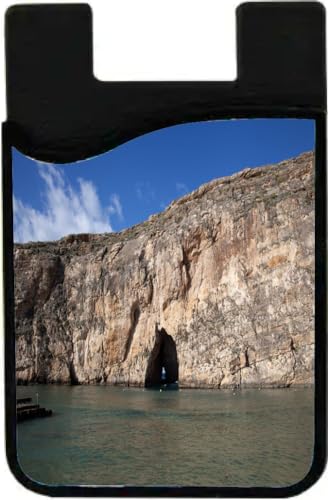 Island Gifting Neoprene Stick-on ID Card Holder for iPhone/Galaxy/Google Android Cases Featuring Image of Insland sea gozo in Malta, cell-sleeve-mas-585