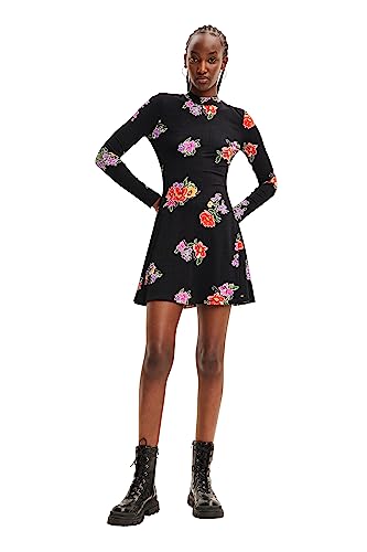 Desigual Vest_petony Vestido, Negro, XXL para Mujer