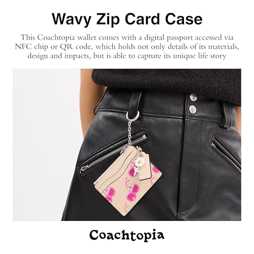 Coach Women's The Summer I Turned Pretty Wavy Zip Card Case with Key Ring in Cherry Print, Pink/Cloud, One Size2