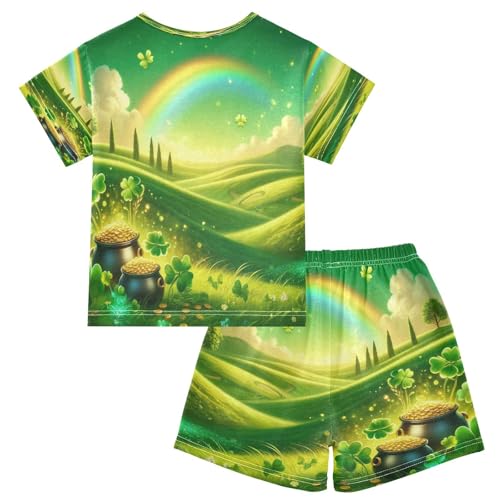 St Patricks Rainbow Pajama Set Short Sleeve Pajamas Shorts Sets Cotton PJS 2 Piece Clothes Set 5Y2