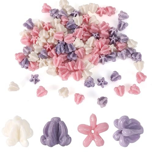 Fukaisu 100 Artificial Crown Flower Beads Man-Made Coral Flower Shell Beads for Jewelry Making DIY Hawaiian Crown Wreath Making Straw hat Decoration & Handicrafts Material