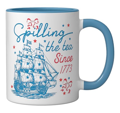 Taza cerámica azul/blanca 11 oz para café miniatura 2