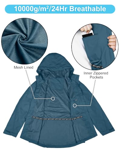 Image of 33,000ft Packable Rain Jacket for Women Waterproof Raincoats with Hood