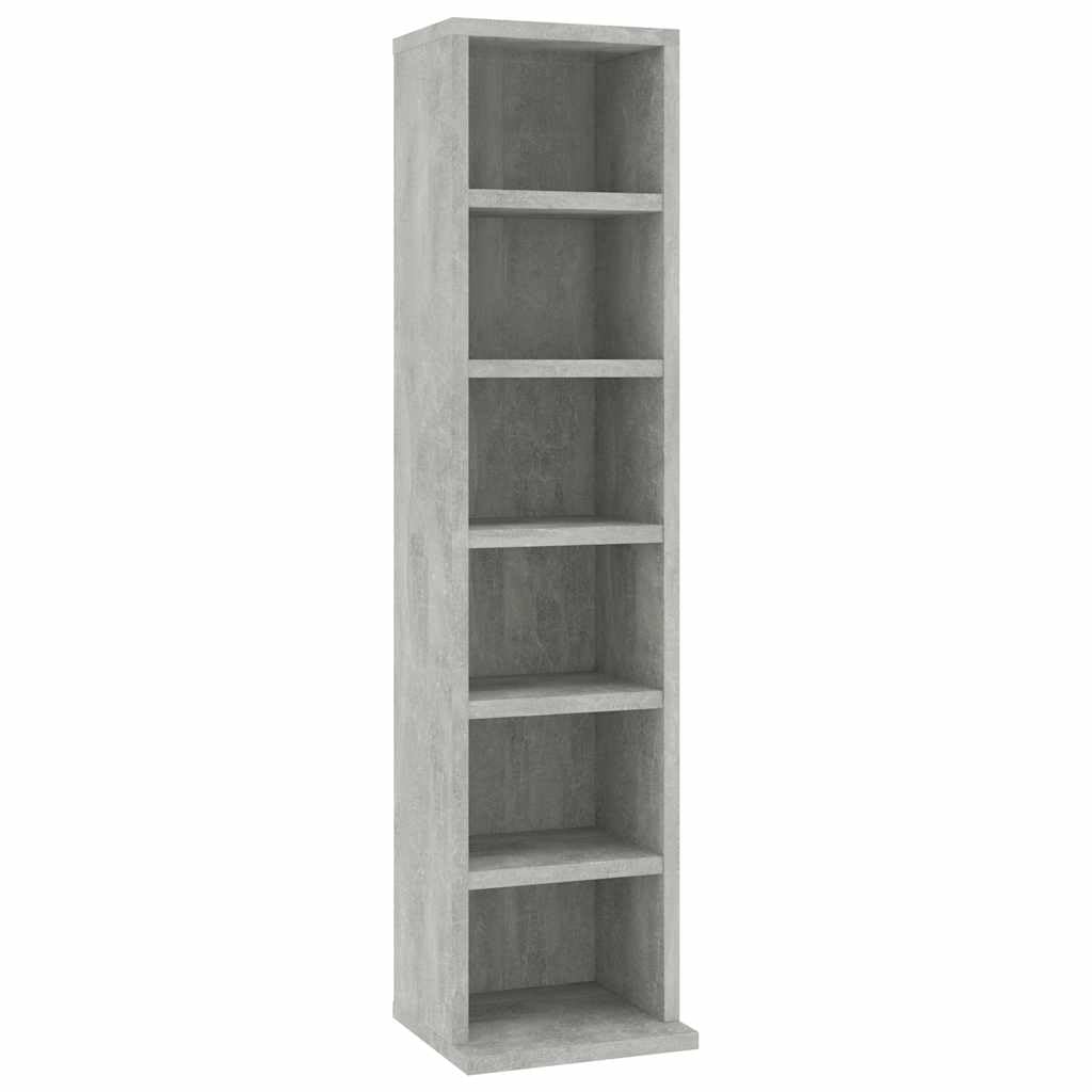 Tomostar Étagère Colonne à CD/DVD, Meuble de Rangement CD et DVD Armoire à CD Étagère Bibliothèque Gris béton 21x20x88 cm Bois d'ingénierie