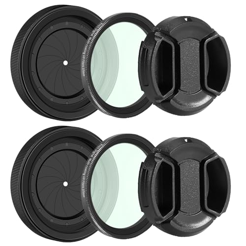 2Pack Adjustable Iris Aperture Diaphragm 1.5-26mm Iris Aperture Diaphragm Adapter M30 to M37 Diaphragm Lens Module Adapter Ring PVS-14 PSV14 (Filter Protector Cover Set)