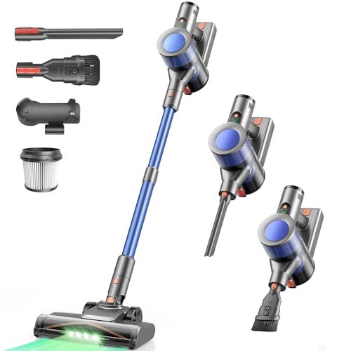 Aspirapolvere Senza Fili, 45KPa 50Mins Scopa Elettrica Senza Fili con Autoportante, Display LED intelligente,Leggero aspirapolvere ricaricabile antigroviglio,Potente per Pavimenti/Tappeti/Peli Animali
