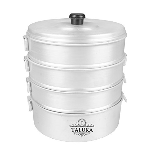 Taluka (Dia:-9.2" Inches Height :- 12.5" Inches) Aluminium Momo Maker | Dumpling Maker/Momo Steamer Modak Maker 4 TIER WEIGHT :- 1730 GRAMS