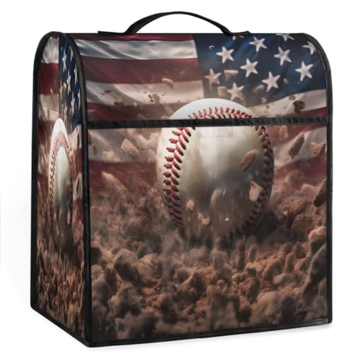 Coffee Maker Cover American Flag Baseball Printing Kitchen Appliance Covers Small Appliance Covers Blender Cover Juicer Cover Dust Covers for Kitchen Appliances with Top Handle and Pockets,C867