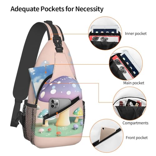 Cross Chest Bag Diagonally - Quality, Durable, and Spacious Shoulder Bag for Men and Women Cartoon mushroom Prints3