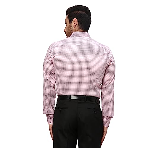 Image of Park Avenue Men's Pure Cotton Checks Pattern Slim Fit Semi Cutaway Collar Full Sleeve Formal Shirt