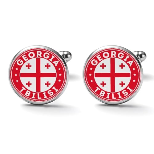 Georgia Tbilisi Flag Cufflinks Cuff Links for Men, Shirt Buttons Cuff Links Set Accessories 1.7cm2