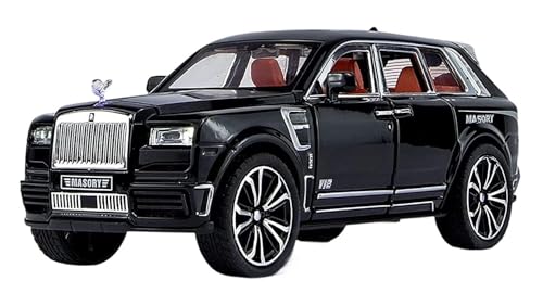 Image of WORSHIPER 1:24 Rolls Royce Cullinan Masory Toy Car Metal Pull Back Diecast Car with Openable Door and Sound Light, Gifts Toys for Kids. (1:24 Rolls Royce Cullinan MASORY-Black)