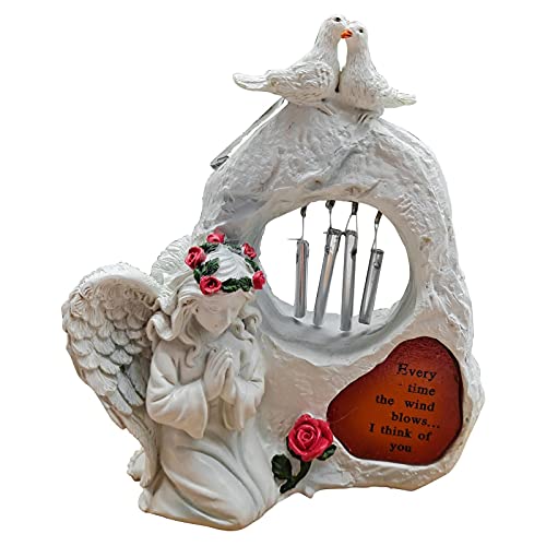 MVPACKEEY Engel Mädchen Harz Handwerk Statue Kunst Figur Ornament Solar Licht Windspiele Garten Dekoration Figuren Wohnkultur Geschenke Cover
