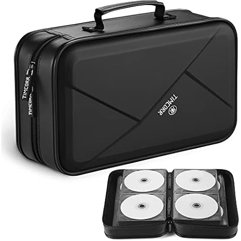 TIMCORR CD Case DVD Holder Storage: 144 Capacity DVD Cases Organizer Portable Wallet Storage - CD Plastic Protective Carrying Binder for Home Travel (Black) Cover
