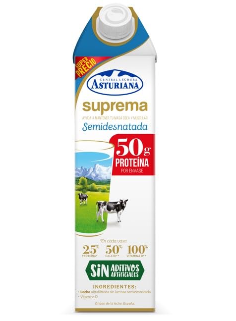 Central Lechera Asturiana Leche Semidesnatada Suprema, Brik 1L