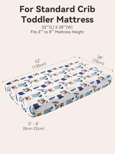 Image of TILLYOU Baby Crib Sheets for Boys Girls, Super Soft Toddler Bed Sheets, 2 Pack Sheets for Standard Crib Mattress 28x52in, Puppy Land