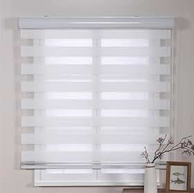 Persiana Rolo Duplo Bandô Sunny Branca 140 (L) x 160 (A) Cortina Zebra Double Vision 1,40 X 1,60