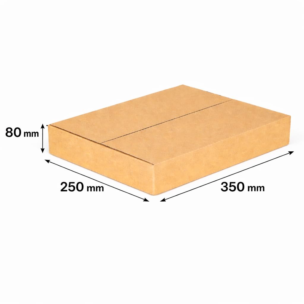 DHL Kleinpaket Karton 350x250x80 mm (ehemals Warenpost national) – Versandkarton klein 35x25x8 cm, Faltkarton FEFCO 0201, Innen 344x244x68 mm - 100 Stück