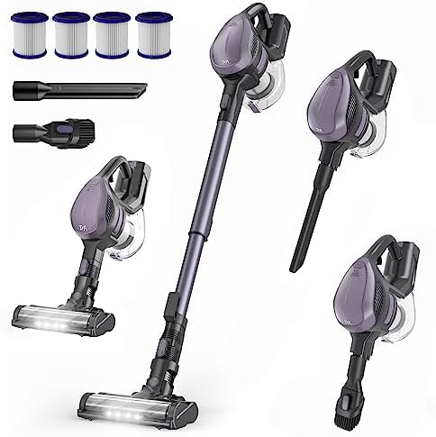 TMA Cordless Vacuum Cleaner, 250W Brushless 25Kpa Stick Vacuum Cleaner with 8-Cell Large Battery & 45Min Runtime, 6 in 1&Multi-Tool for Hardwood Floor Low-Pile Carpet Pet Hair T210
