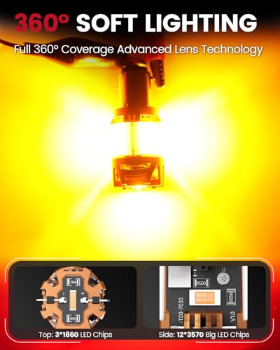 Image of LASFIT D2 1157 LED Bulb Amber Built in Resistor Front Rear Turn Signal Lights Upgrade Bright Canbus Ready Anti Hyper Flash Error Free, 2pcs
