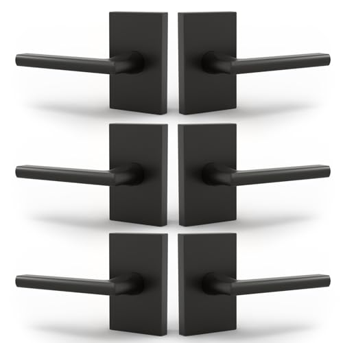 Image of Mega Handles Glamor Dummy Door Handles - 6 Pack Heavy Duty Black Door Handle, Non-Turning Door Handle for Hallway, Closet & French Doors, Single Side, Fits All Standard Doors - Matte Black