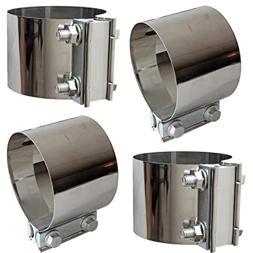 Image of Exhaust Band Clamps 4 Inch Butt Joint Exhaust Pipe Muffler Band Clamp 304 Stainless Steel(4 Pack 4 inch Butt Lap Joint Exhaust Clamp)