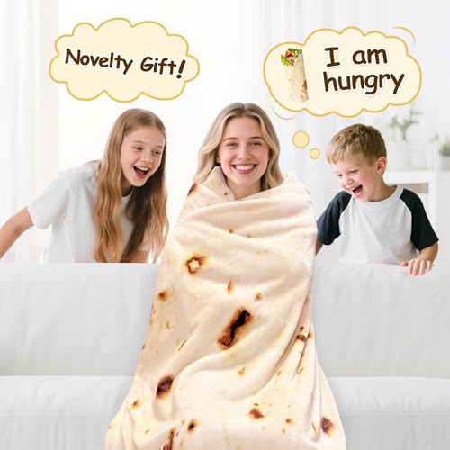 image for mermaker Burrito Tortilla Taco Blanket 80 inches for Adult Kids, Reali
