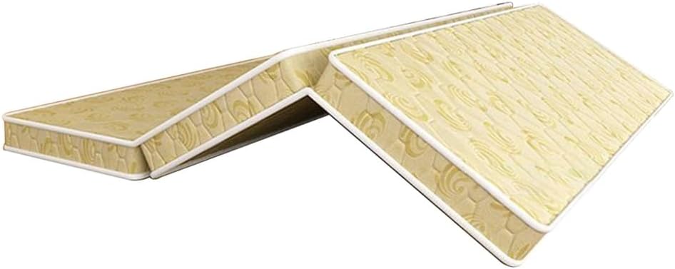 Tri-Fold Dolding Memory, Natural Coconut Palm Portable Bed Pads, Folding Camping Cots Floor Mats, Washable, for Travel and Guest Mat (Color : Gold, Size : 150 * 190cm)