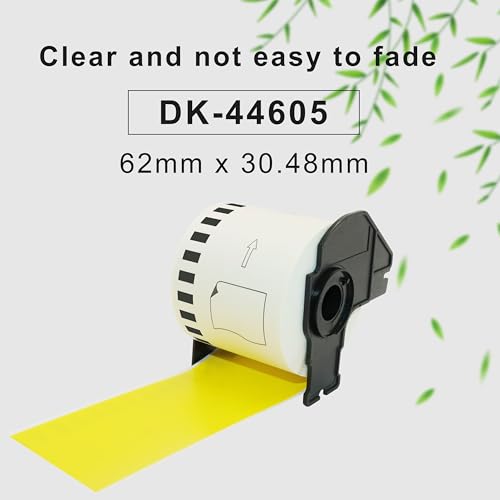 Molabel 2 Rolls DK44605 DK-44605 Yellow 62 mm x 30.48 m Reusable Continuous Labels Compatible with P-Touch QL-500 QL-550 QL-570 QL-700 QL-720NW QL-1050 QL-1100 QL-1110NWB QL-800 QL-810W QL-820NWB - Image 3