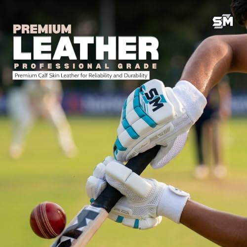 Image of SM Force Batting Gloves Men's | Cricket Gloves | Superlight Contemporary Design | Premium Calf Skin Palm | High-Density Fibre Shield Fingers | Maximum Flexibility | Club Match Gloves | Size Men's