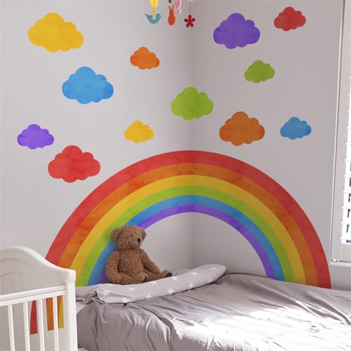 Sticker de pared arcoíris y nubes coloridas de vinilo miniatura 6