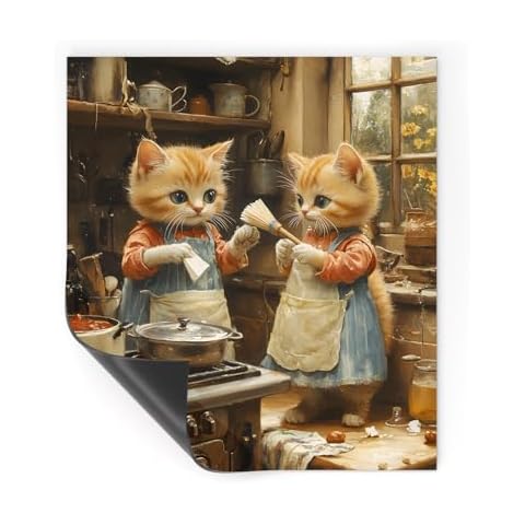 ViibXfans Cat Chef Kitchen Decorative,Magnet Cover Sticker for Country Farmhouse Window Fridge Door Cover,Home Appliances Decor,Dishwasher Door(MDS10) Cover