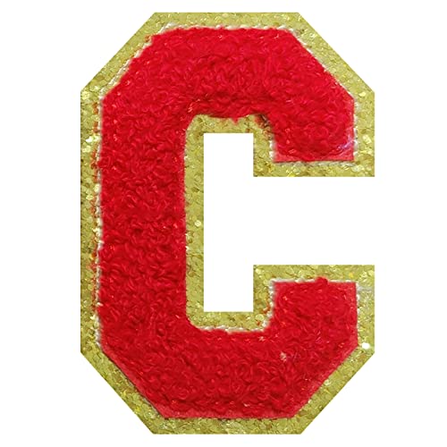 4Pcs Red Chenille Letter, 2.2