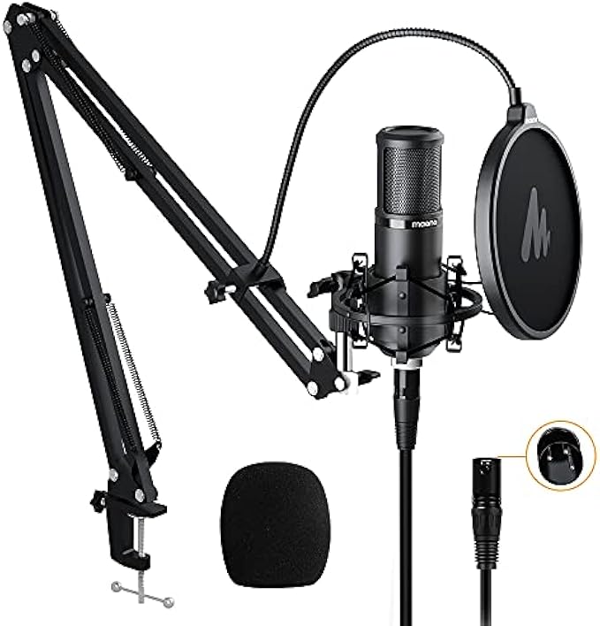 MAONO XLR Condenser Microphone, Professional Cardioid Studio Recording Mic for Streaming, Podcasting, Singing, Voice-Over, Vocal, Home-Studio, YouTube, Skype, Twitch (PM320S)