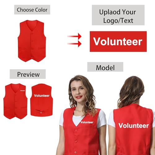 TopTie Custom Uniform Unisex Button Vest for Supermarket Clerk Volunteer3