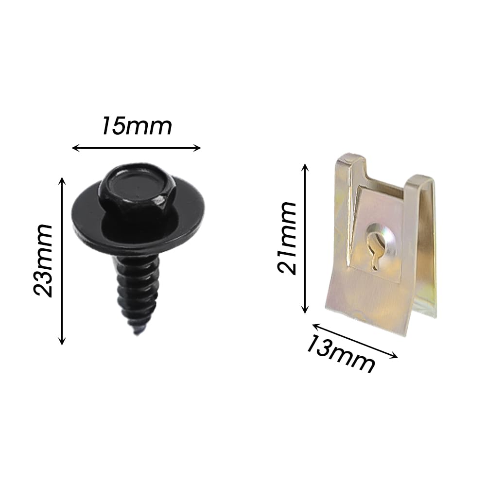 10 Sets Automotive External Hex Self-Tapping Screws with U-Shaped Clip for BMW Series Car Fasten Screw Set 15 * 23mm