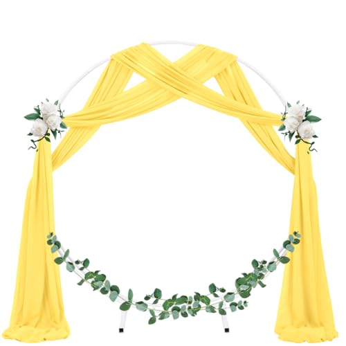 Image of Socomi Wedding Arch Draping Fabric 2 Panels 29 inch x 19Ft Sheer Chiffon Curtain Drapes 6 Yards for Wedding Ceremony Birthday Party Decoration Yellow Gold