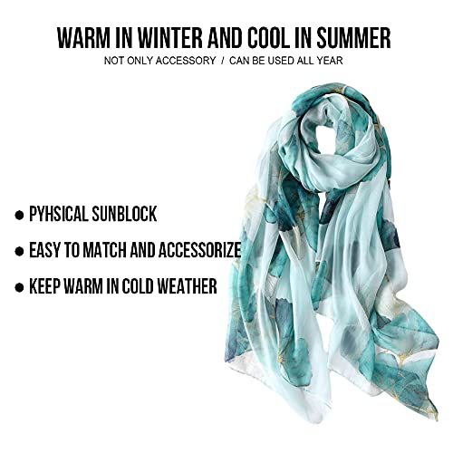 STORY OF SHANGHAI Sciarpa di 100% Seta da Donna Foulard Chiffon con Fantasie Orientale Semi-Trasparente