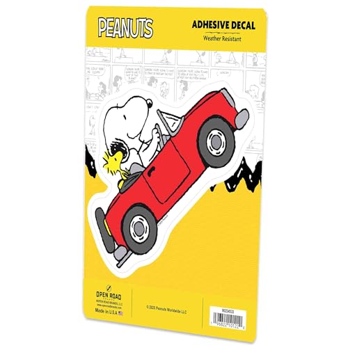 Image of Peanuts Snoopy and Woodstock in Car Adhesive Vinyl Decal - Playful Snoopy Sticker for Car, Laptop, or Window