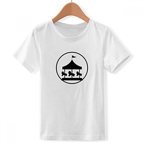 T-Shirt Blanc pour Les Garcon Imprimé Carrousel Amuset Coupe Ample XXX-Grand T-Shirt