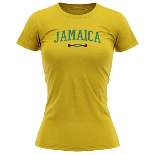 Jamaica T Shirt for Women 2024 Retro Jamaican Athlete 2024 Sports Games Ladies Tee, M, Yellow