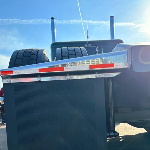Image of Chrome Straight Mud Flap Hanger with Reflective Tape,Spring Loaded Mudflap Holder,30 inch Length,2 1 /2 inch Bolt Spacing,for Semi Truck (2 1 /2 inch)