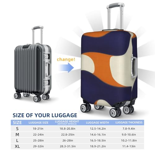 Travel Luggage Covers,Orange Blue Abstract Pattern Thicker Elastic Suitcase Cover Dustproof Baggage Cover Scratch-Resistant Suitcase Cover Protector Fit 22-24 Inch Luggage Medium4