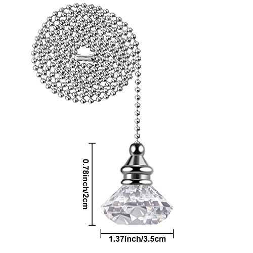 Image of Jovitec 2 Pcs Ceiling Fan Light Pull Chain, Transparent Color